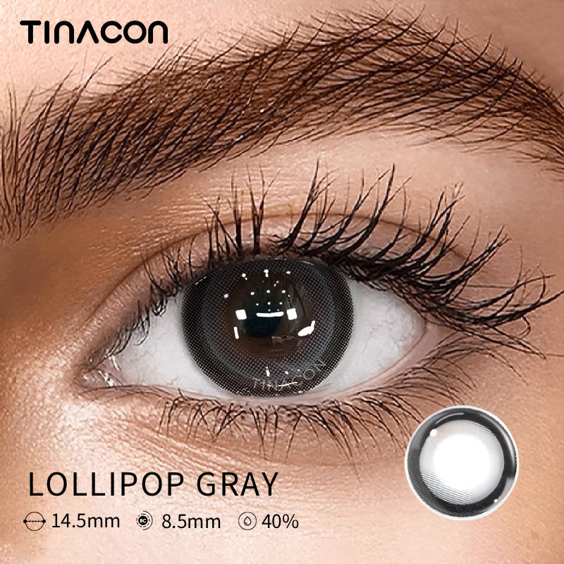【TiNACON】Lollipop Gray 14.5mm 6 months Watery Soft Contact Lens