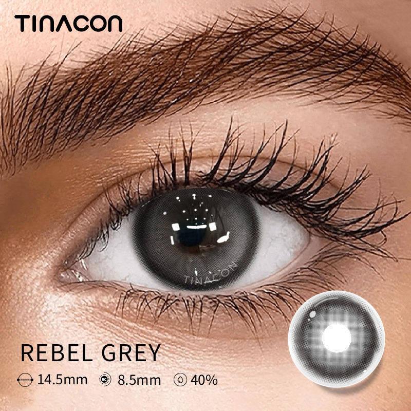 【TiNACON】Rebel Grey 14.5mm 6 months Watery Soft Contact Lens