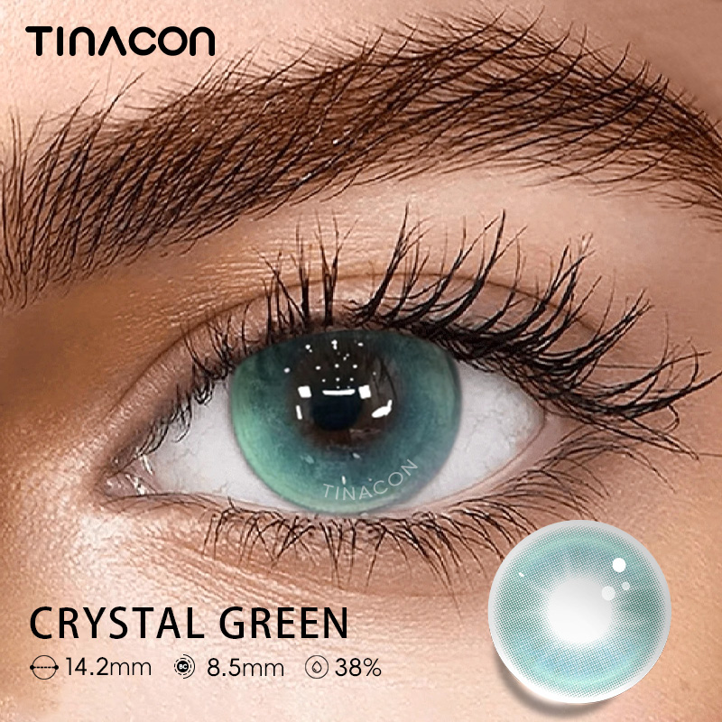 【TiNACON】Crystal Green 14.2mm 6 Months Natural Watery Soft Contact Lens 2024 New Arrival