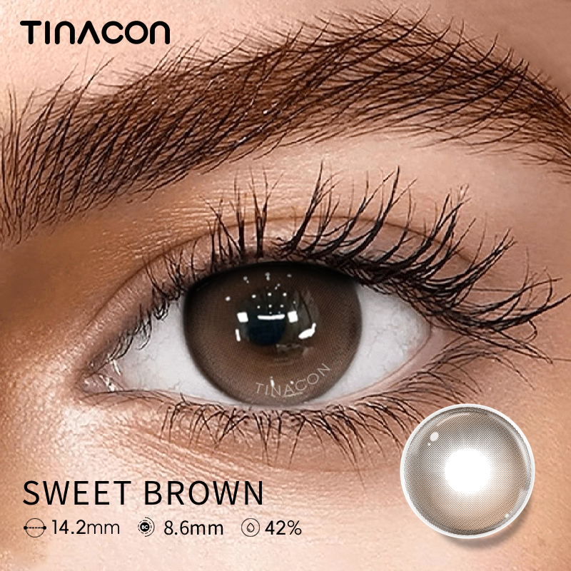 【TiNACON】Sweet Brown 14.2mm Daily  Watery Soft Contact Lens 