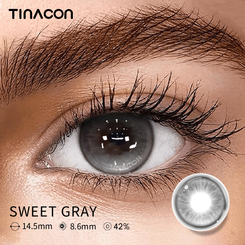 【TiNACON】Sweet Gray 14.5mm Daily  Watery Soft Contact Lens 