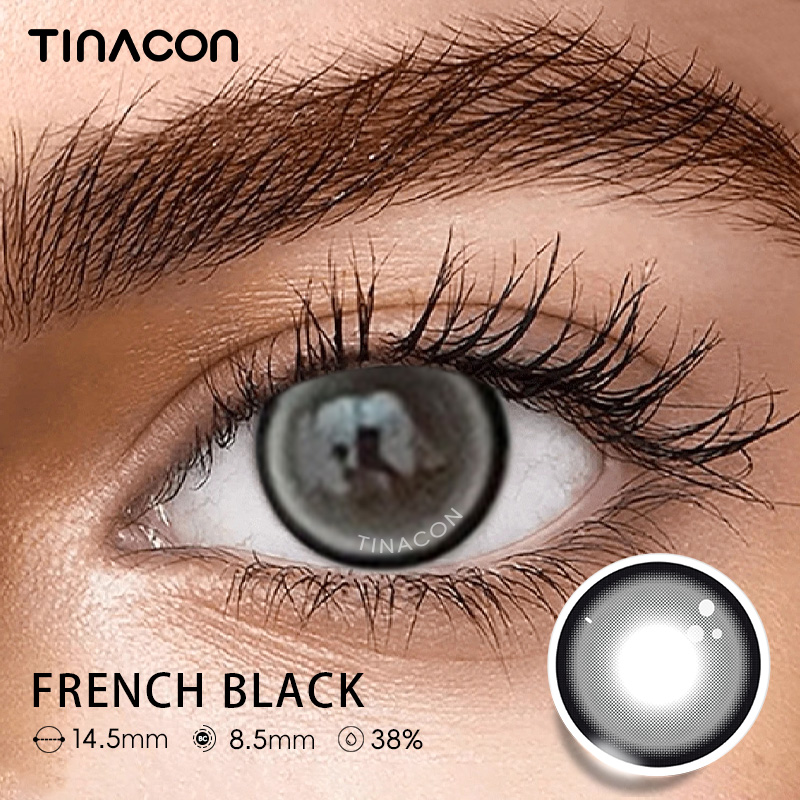 【TiNACON】French Black 14.5mm 6 months Watery Soft Contact Lens 2024 New Arrival