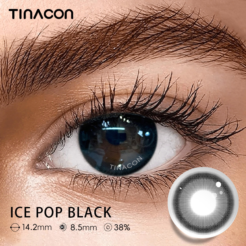 【TiNACON】Ice Pop Black 14.2mm 6 months Watery Soft Contact Lens 2024 New Arrival