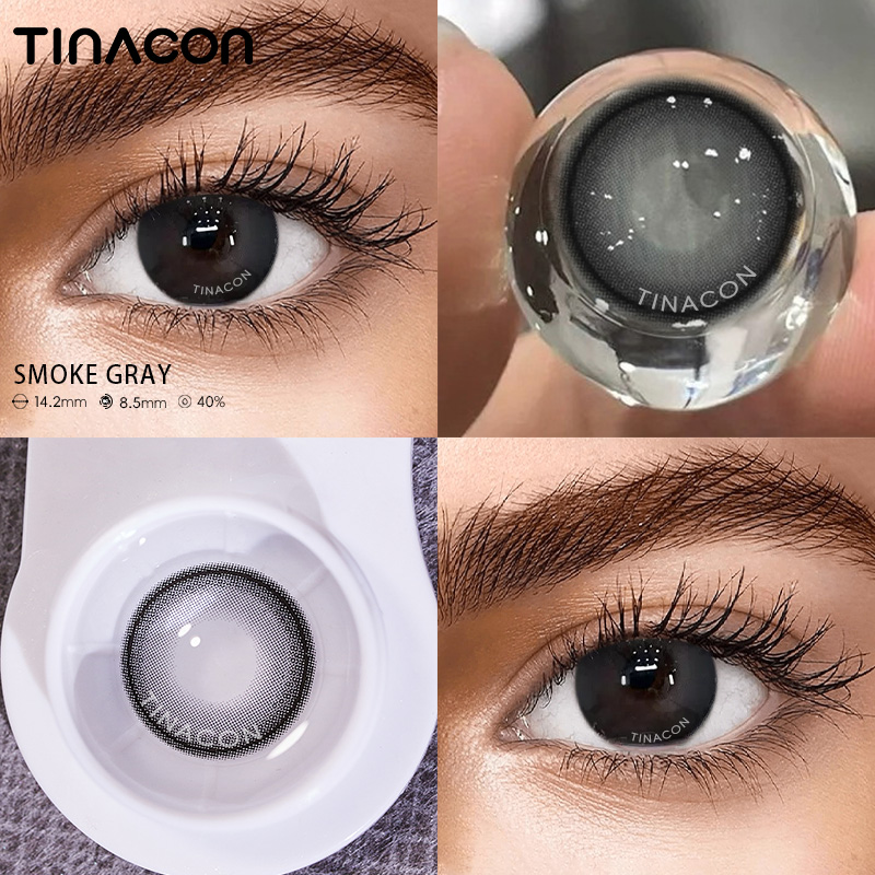 【TiNACON】Smoke Gray 14.2mm 6 months Watery Soft Contact Lens 2024 New Arrival