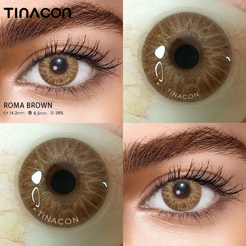【TiNACON】Roma Brown 14.2mm 6 months Watery Soft Contact Lens 2024 New Arrival