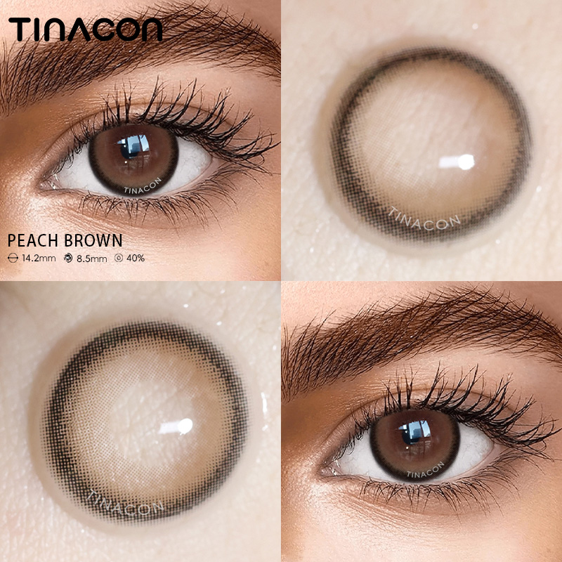 【TiNACON】Peach Brown 14.2mm 6 months Watery Soft Contact Lens 2024 New Arrival