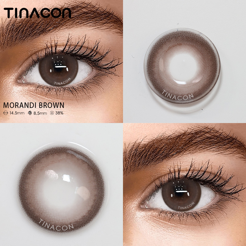 【TiNACON】Morandi Brown 14.5mm 6 months Watery Soft Contact Lens 2024 New Arrival
