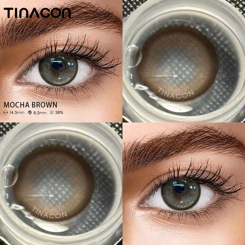 【TiNACON】Mocha Brown 14.5mm 6 months Watery Soft Contact Lens 2024 New Arrival