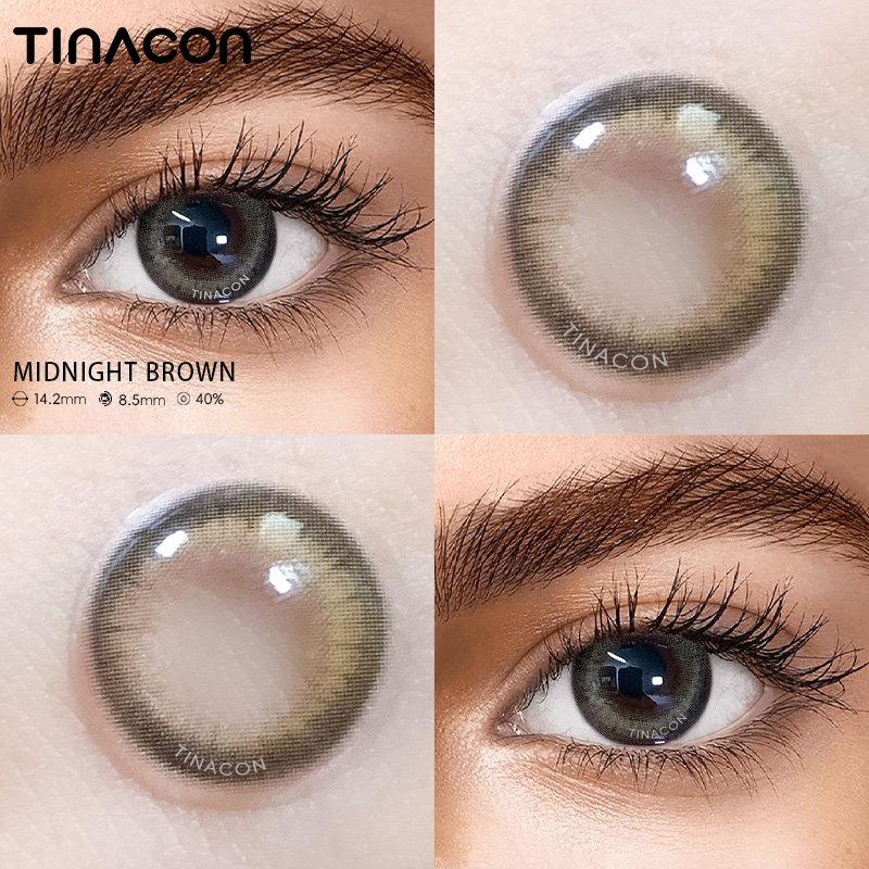 【TiNACON】Midnight Brown 14.2mm 6 months Watery Soft Contact Lens 2024 New Arrival