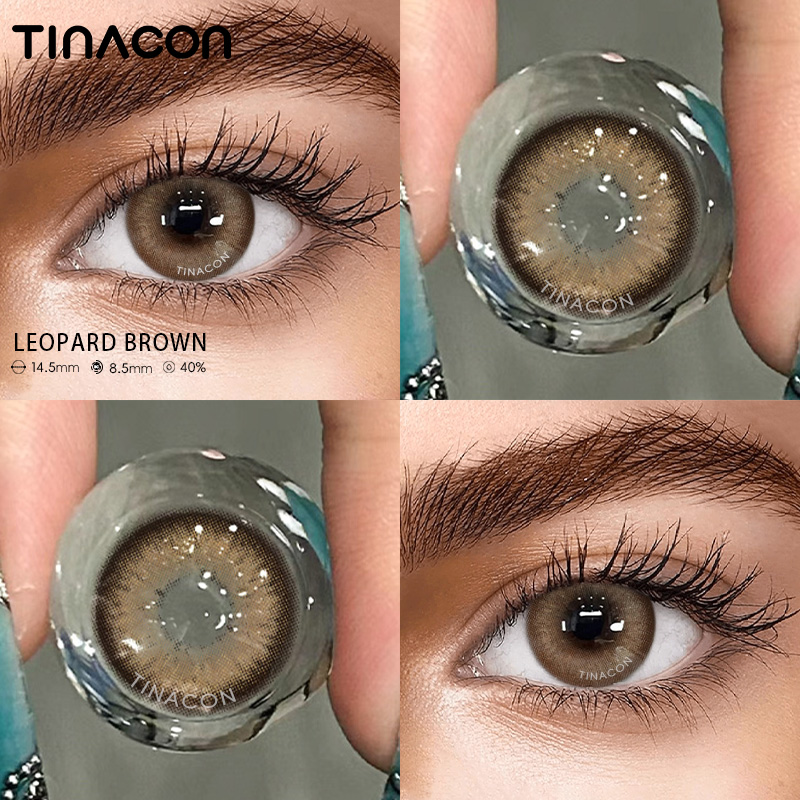 【TiNACON】Leopard Brown 14.5mm 6 months Watery Soft Contact Lens 2024 New Arrival