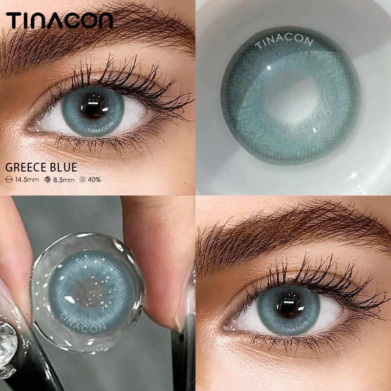 【TiNACON】Greece Blue 14.5mm 6 months Watery Soft Contact Lens 2024 New Arrival