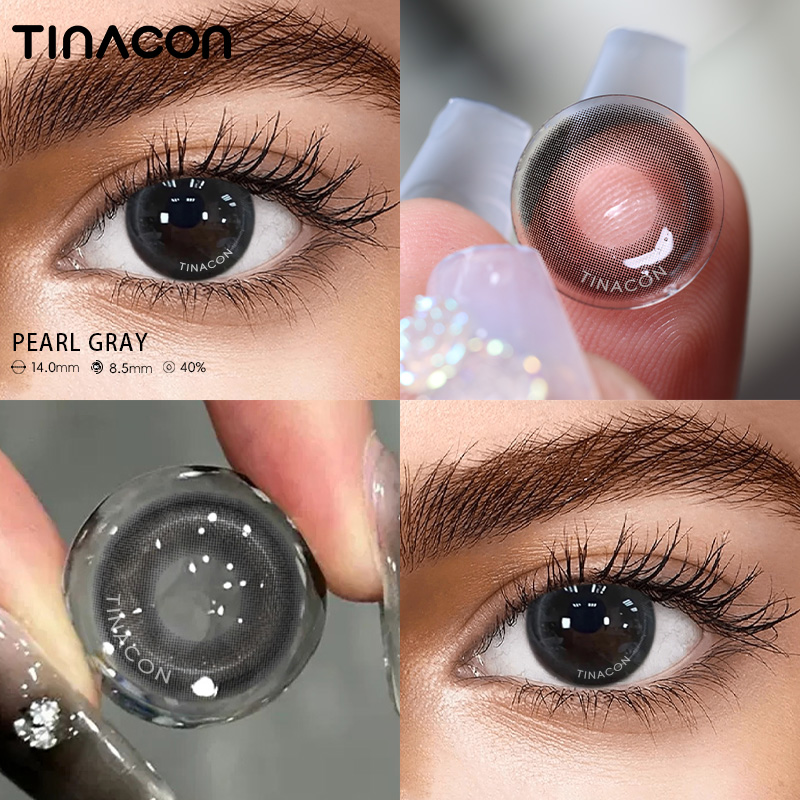 【TiNACON】Pearl Gray 14.0mm 6 months Watery Soft Contact Lens 2024 New Arrival