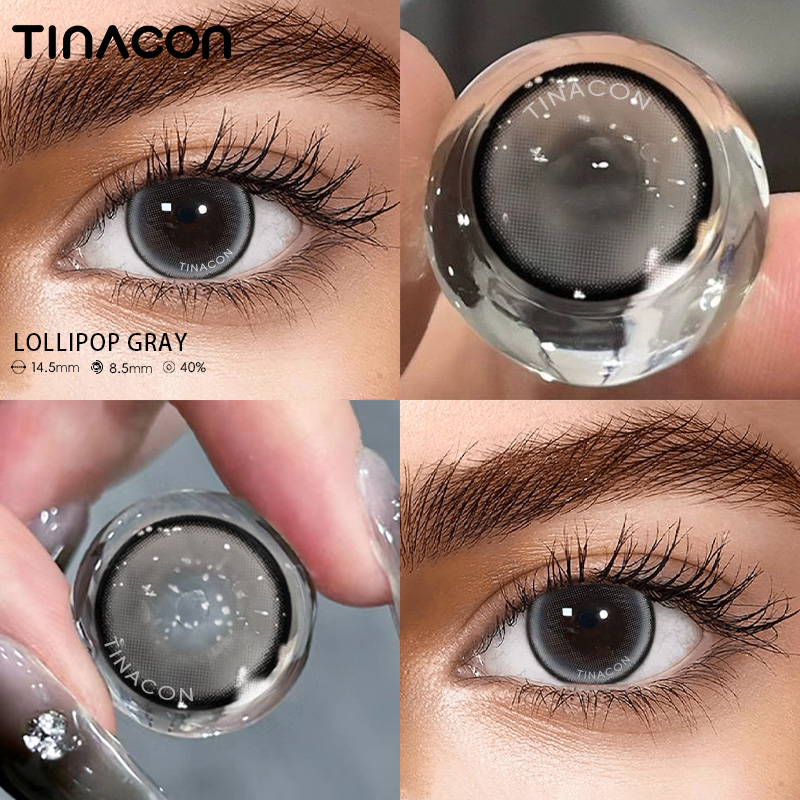 【TiNACON】Lollipop Gray 14.5mm 6 months Watery Soft Contact Lens 2024 New Arrival