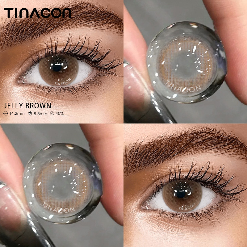 【TiNACON】 Jelly Brown 14.2mm 6 months Watery Soft Contact Lens 2024 New Arrival