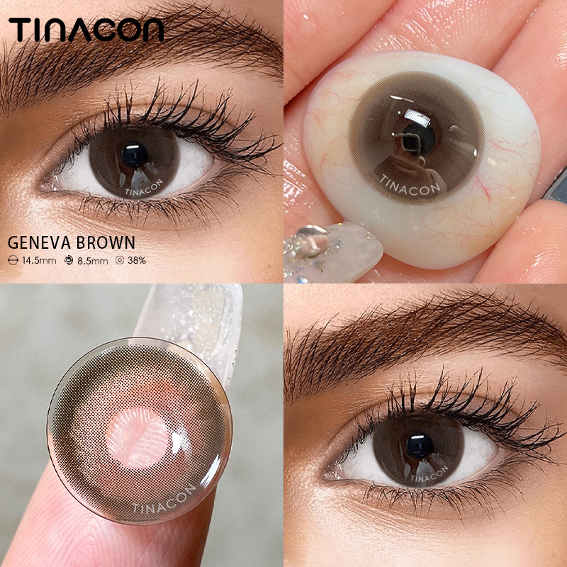 【TiNACON】 Geneva Brown 14.5mm 6 months Watery Soft Contact Lens 2024 New Arrival