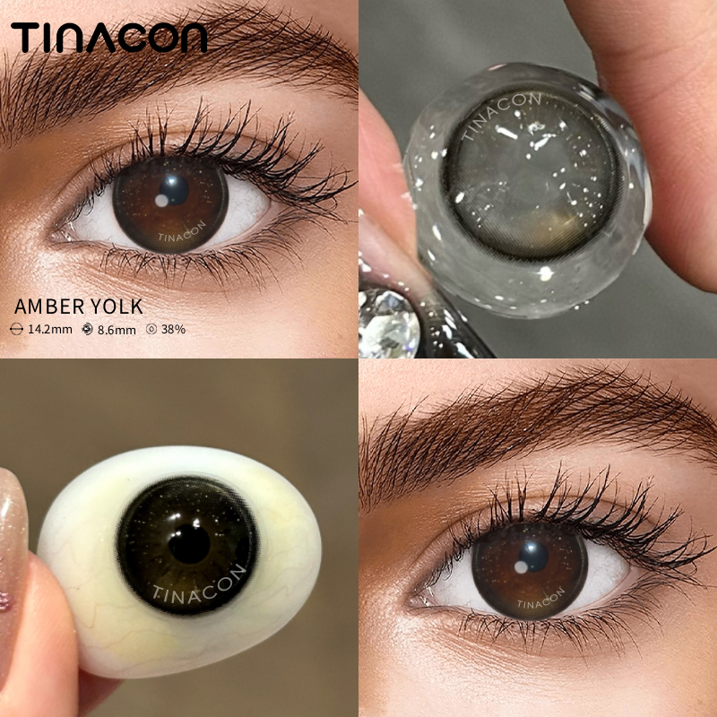 【TiNACON】Amber Yolk 14.2mm 6 months Watery Soft Contact Lens 