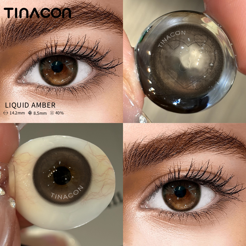 【TiNACON】Liquid Amber 14.2mm 6 months Watery Soft Contact Lens 