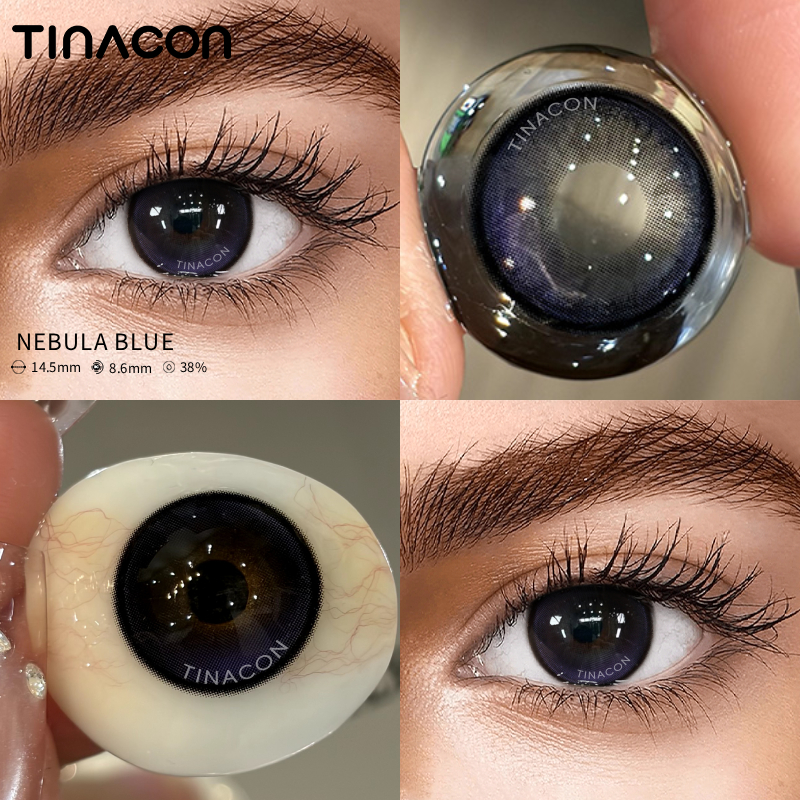 【TiNACON】Nebula Blue 14.5mm 6 months Watery Soft Contact Lens