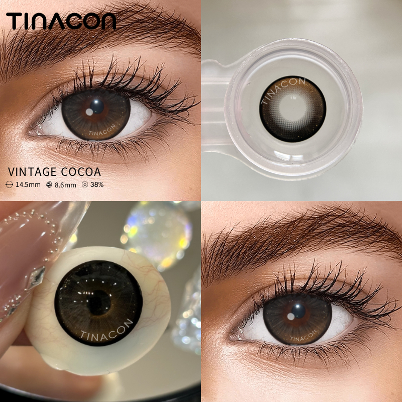 【TiNACON】Vintage Cocoa 14.5mm 6 months Watery Soft Contact Lens