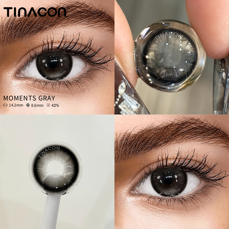 【TiNACON】Moments Gray 14.2mm Daily Watery Soft Contact Lens 