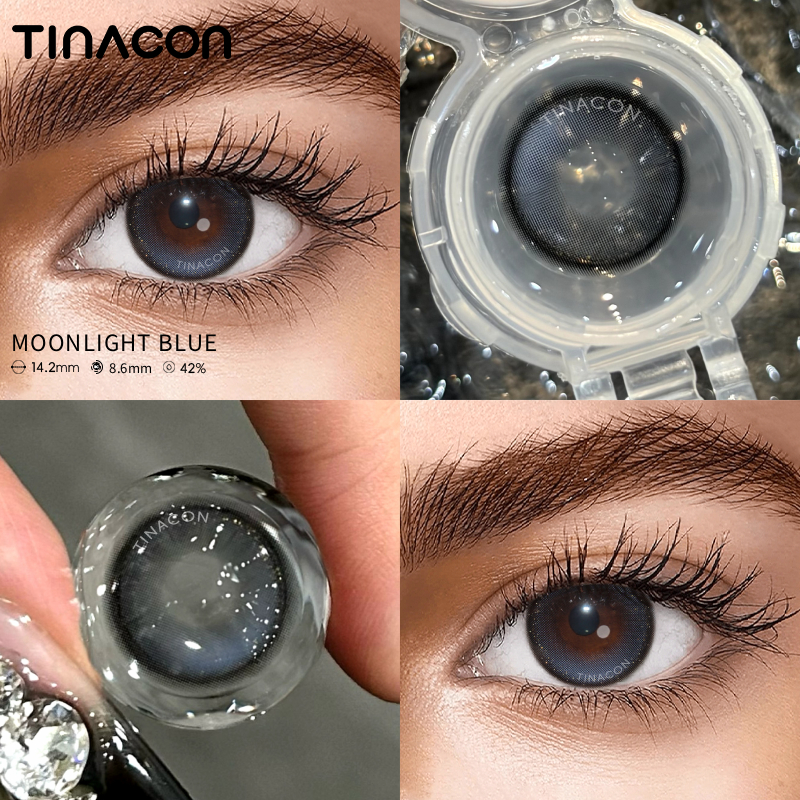 【TiNACON】Moonlight Blue 14.2mm Daily Watery 2 Pieces Contact Lens 