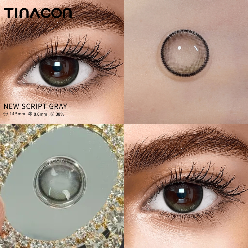 【TiNACON】New Script Gray 14.5mm Daily Watery Soft Contact Lens 
