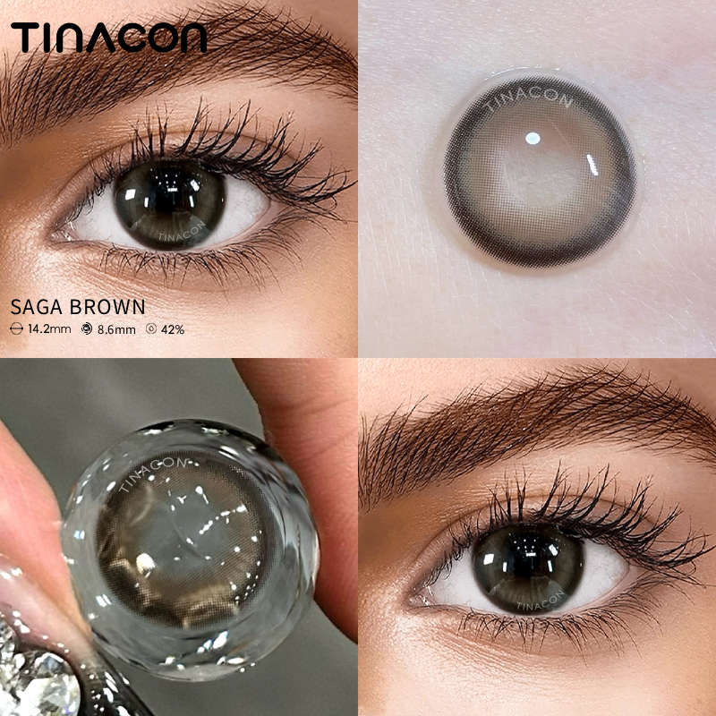 【TiNACON】Saga Brown 14.2mm Daily Watery Soft Contact Lens 