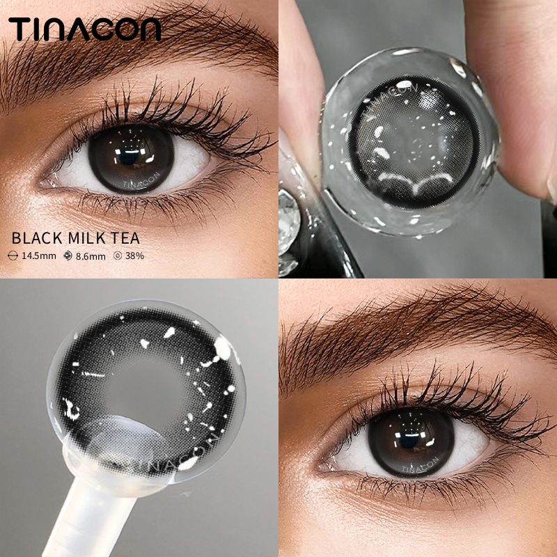 【TiNACON】 Black Milk Tea 14.5mm 6 Months Natural Watery Soft Contact Lens 