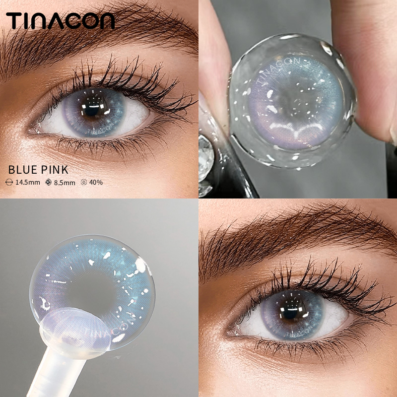 【TiNACON】Blue Pink 14.5mm 6 months Watery Soft Contact Lens