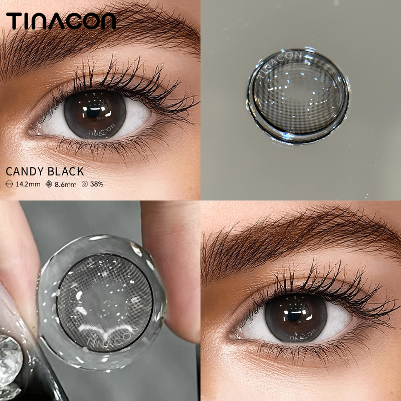 【TiNACON】Candy Black 14.2mm 6 months Watery Soft Contact Lens 