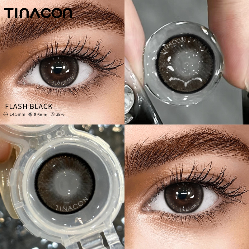 【TiNACON】Flash Black 14.5mm 6 Months Natural Watery Soft Contact Lens 