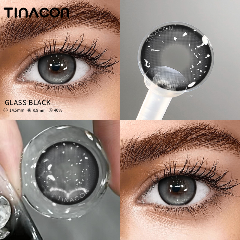 【TiNACON】Glass Black  14.5mm 6 months Watery Soft Contact Lens