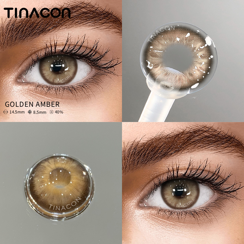 【TiNACON】Golden Amber 14.5mm 6 months Watery Soft Contact Lens 