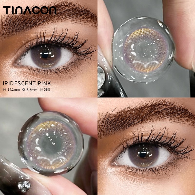 【TiNACON】Iridescent Pink 14.2mm 6 Months Natural Watery Soft Contact Lens 