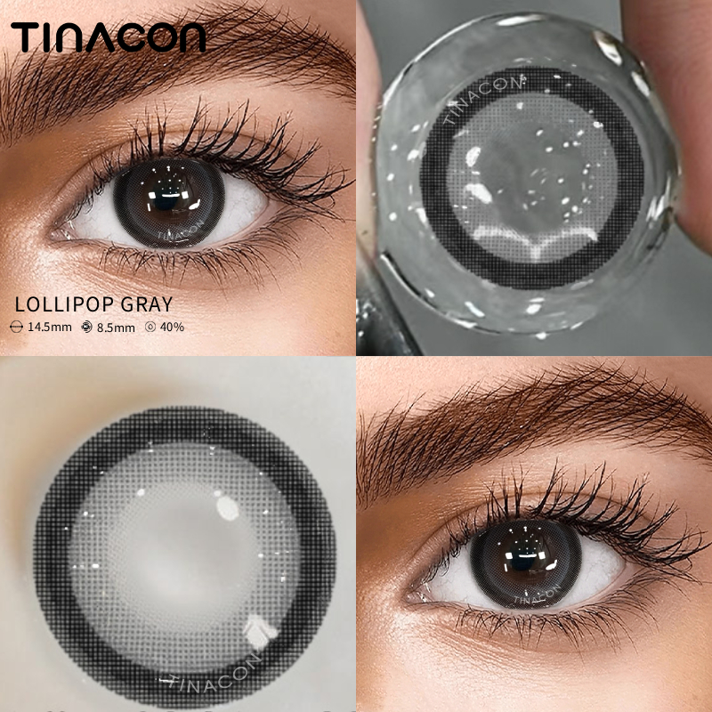 【TiNACON】Lollipop Gray 14.5mm 6 months Watery Soft Contact Lens