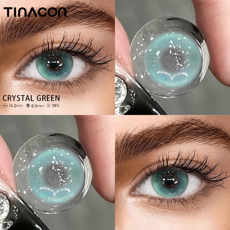 【TiNACON】Crystal Green 14.2mm 6 Months Natural Watery Soft Contact Lens 2024 New Arrival