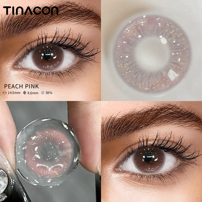 【TiNACON】Peach Pink 14.5mm 6 Months Natural Watery Soft Contact Lens 
