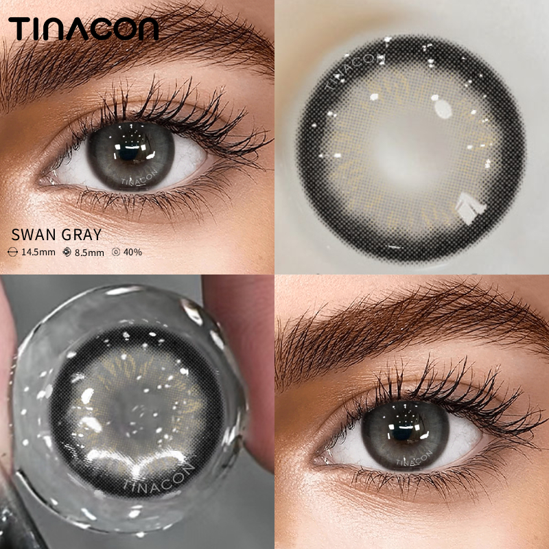 【TiNACON】Swan Gray 14.5mm 6 months Watery Soft Contact Lens