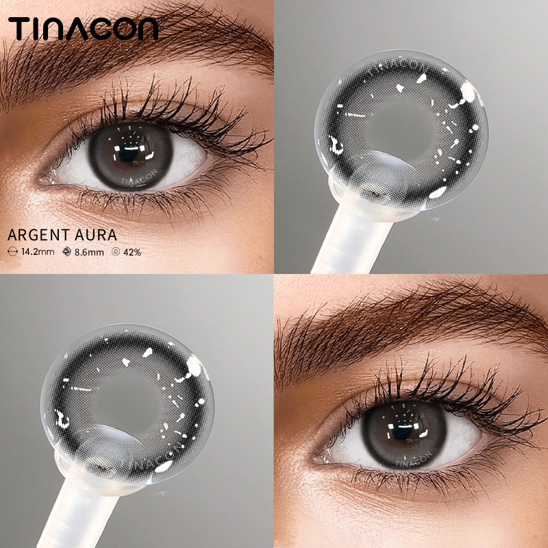 【TiNACON】Argent Aura 14.2mm Daily  Watery Soft Contact Lens 