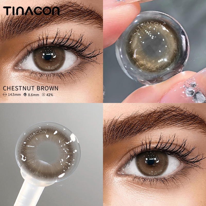 【TiNACON】Chestnut Brown 14.5mm Daily Watery Soft Contact Lens