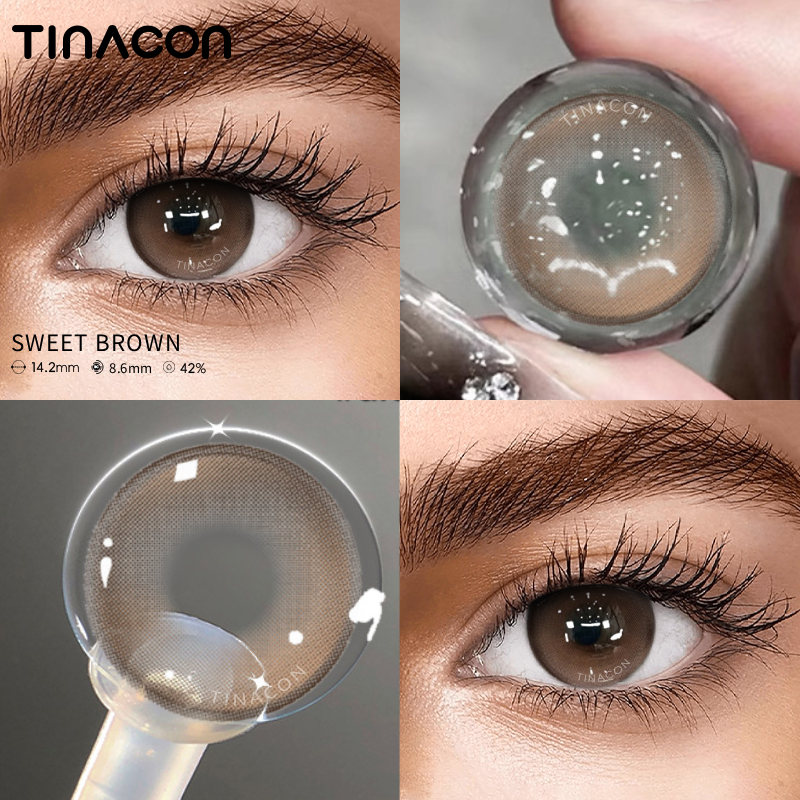 【TiNACON】Sweet Brown 14.2mm Daily  Watery Soft Contact Lens 