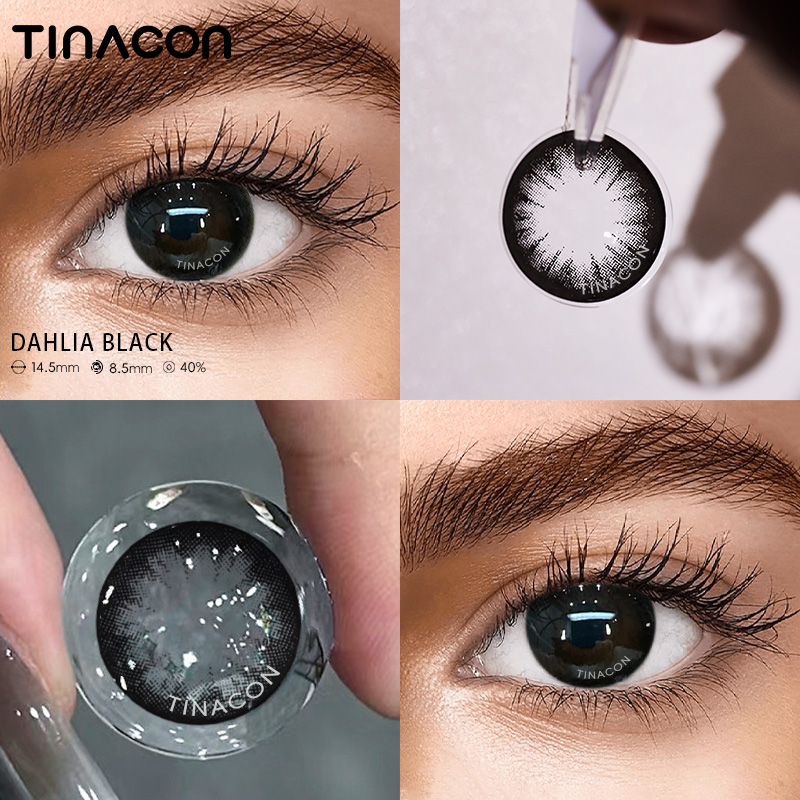 【TiNACON】Dahlia Black 14.5mm 6 months Watery Soft Contact Lens 2024 New Arrival