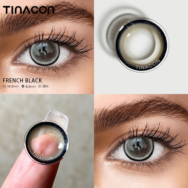 【TiNACON】French Black 14.5mm 6 months Watery Soft Contact Lens 2024 New Arrival