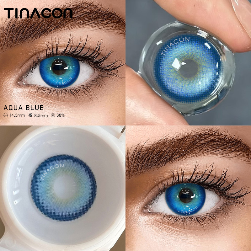 【TiNACON】Aqua Blue 14.5mm Daily Watery Soft Contact Lens 2024 New Arrival