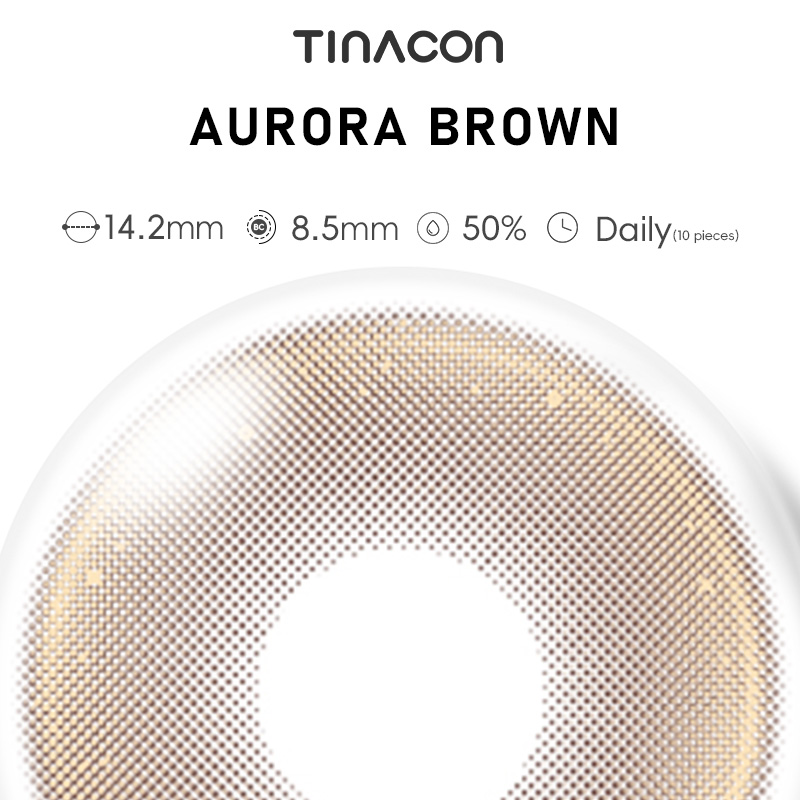 【TiNACON】Aurora Brown 14.2mm Daily Watery Soft Contact Lens 2024 New Arrival