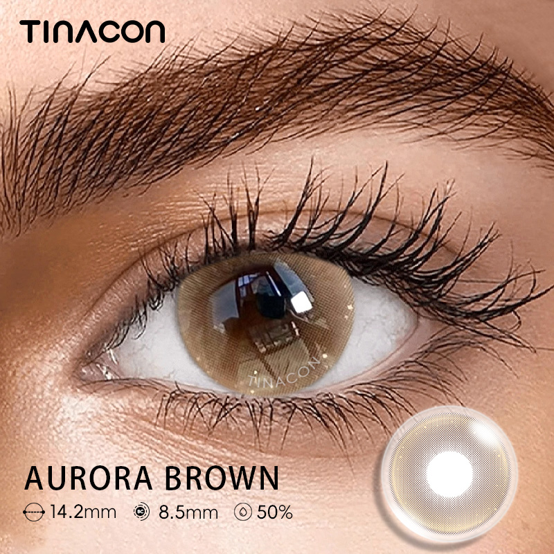 【TiNACON】Aurora Brown 14.2mm Daily Watery Soft Contact Lens 2024 New Arrival
