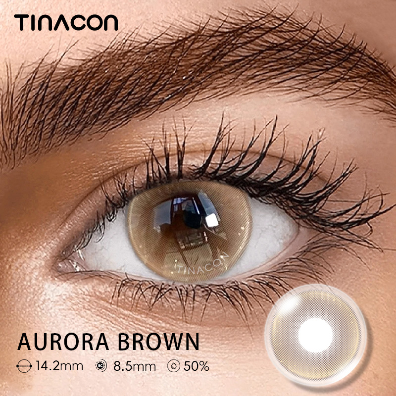 【TiNACON】Aurora Brown 14.2mm 6 Months Natural Watery Soft Contact Lens 2024 New Arrival