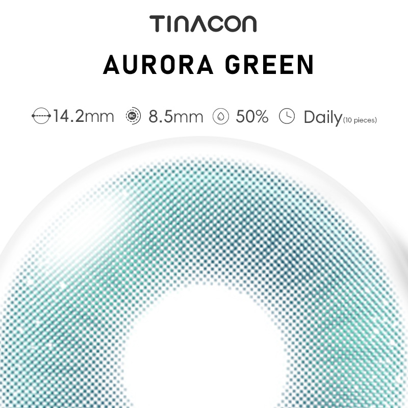 【TiNACON】Aurora Green 14.2mm Daily Watery Soft Contact Lens 2024 New Arrival