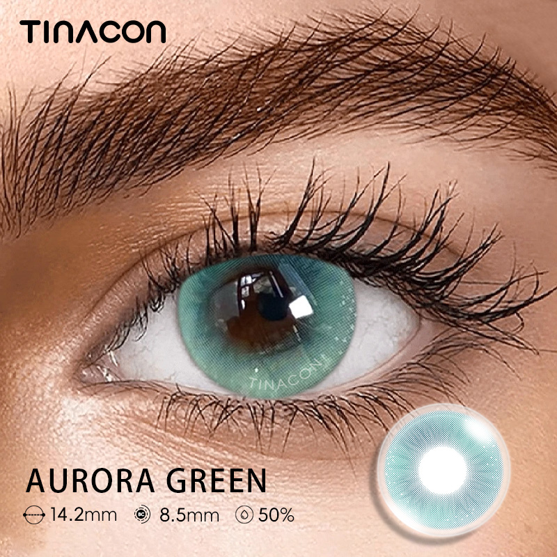 【TiNACON】Aurora Green 14.2mm Daily Watery Soft Contact Lens 2024 New Arrival