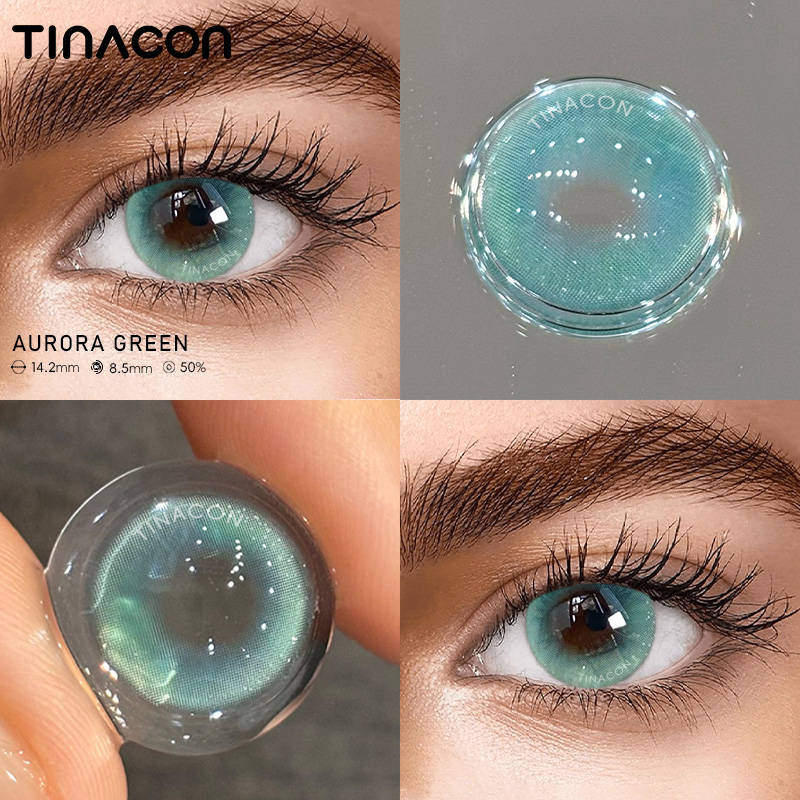 【TiNACON】Aurora Green 14.2mm Daily Watery Soft Contact Lens 2024 New Arrival